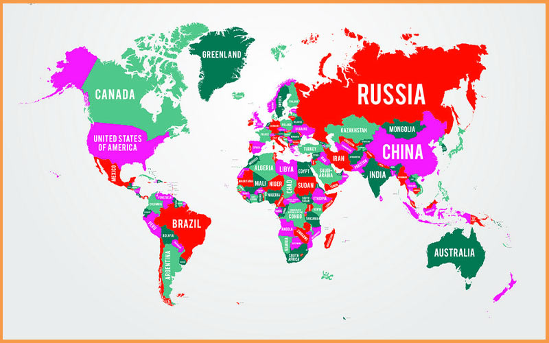 Colorful World Map with Names