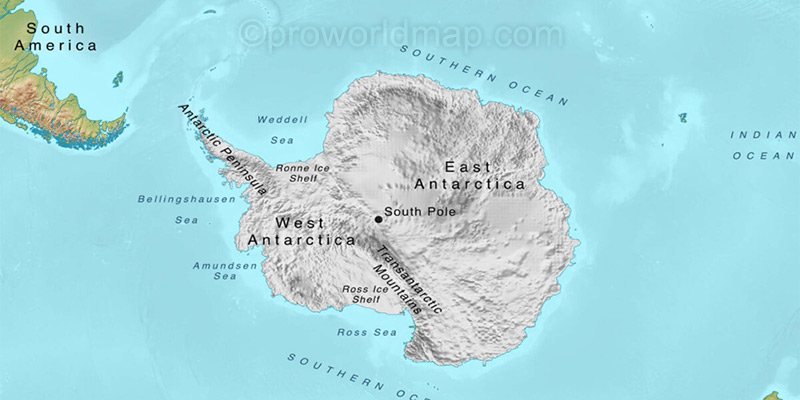 Map of Antarctica's Physical