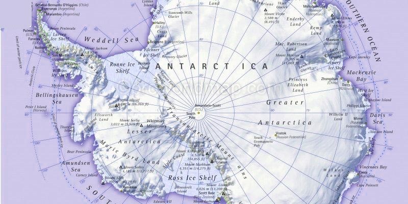 Printable Antarctica Physical Map